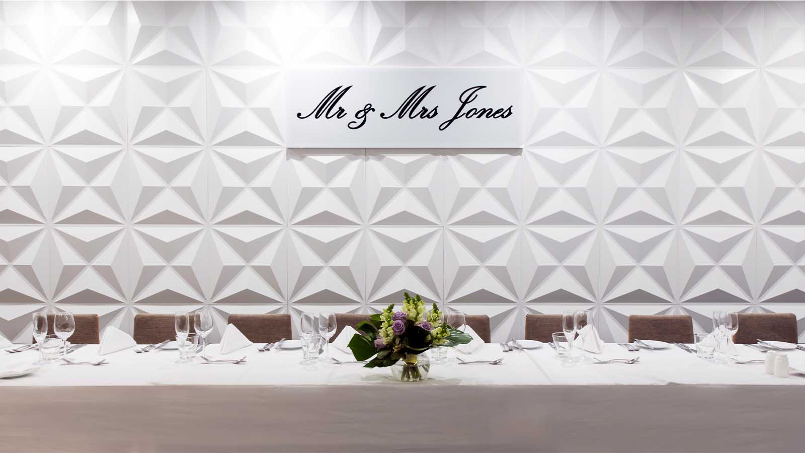 Bridal table setup with a sign at the Noosa Resort.