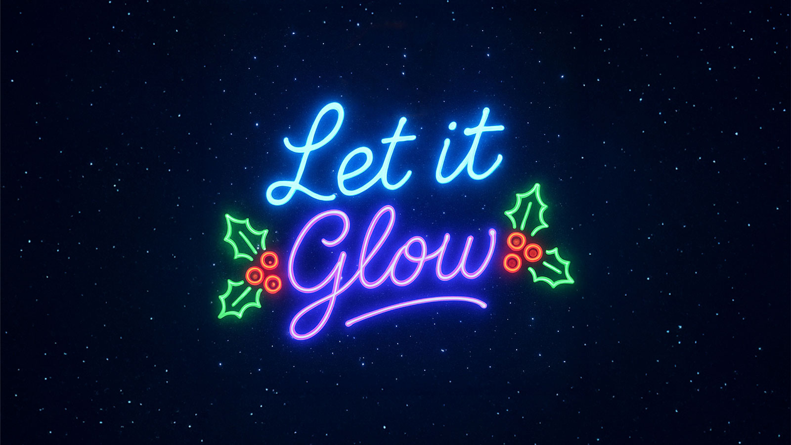 Neon signage for a Christmas event.