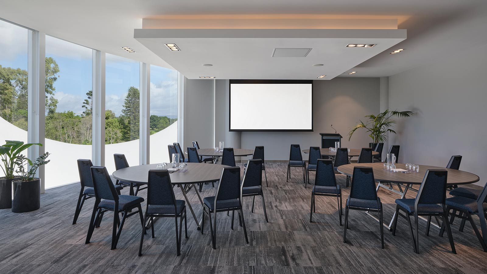 Cypress room at RACV Royal Pines Resort, set up cabaret style.
