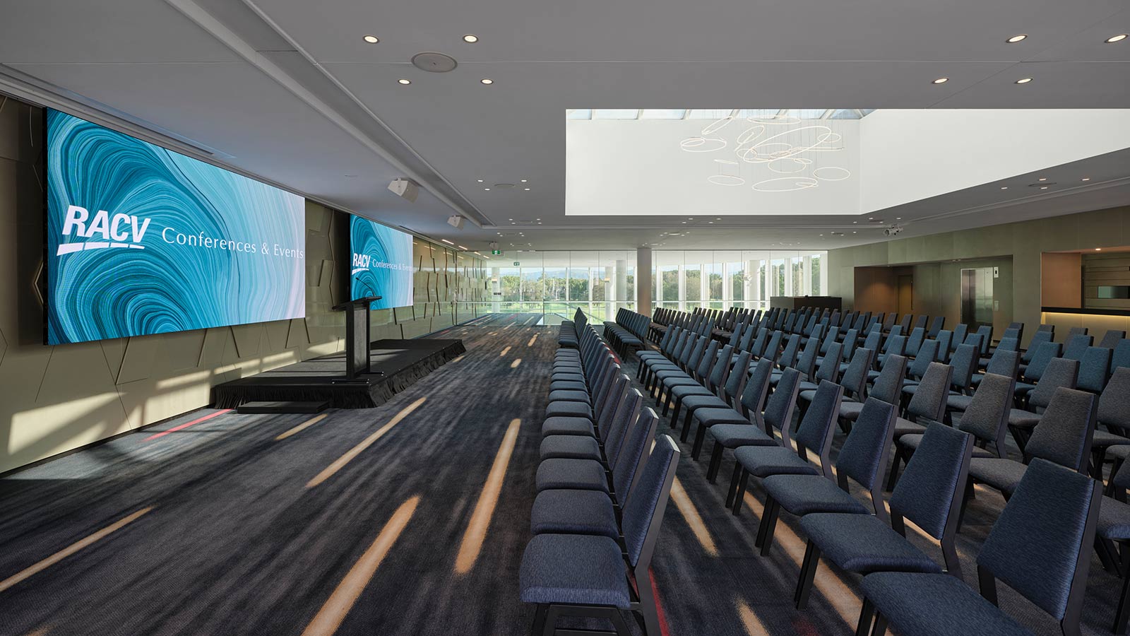 Royal Poinciana room at RACV Royal Pines Resort, set up theatre style.