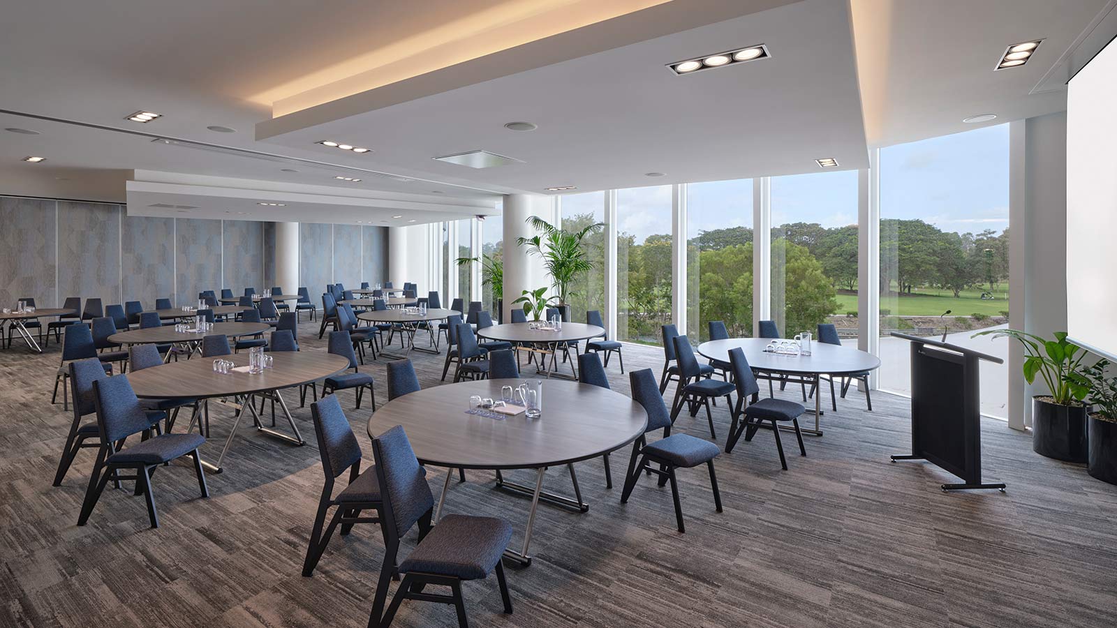 Cypress room at RACV Royal Pines Resort, set up cabaret style.