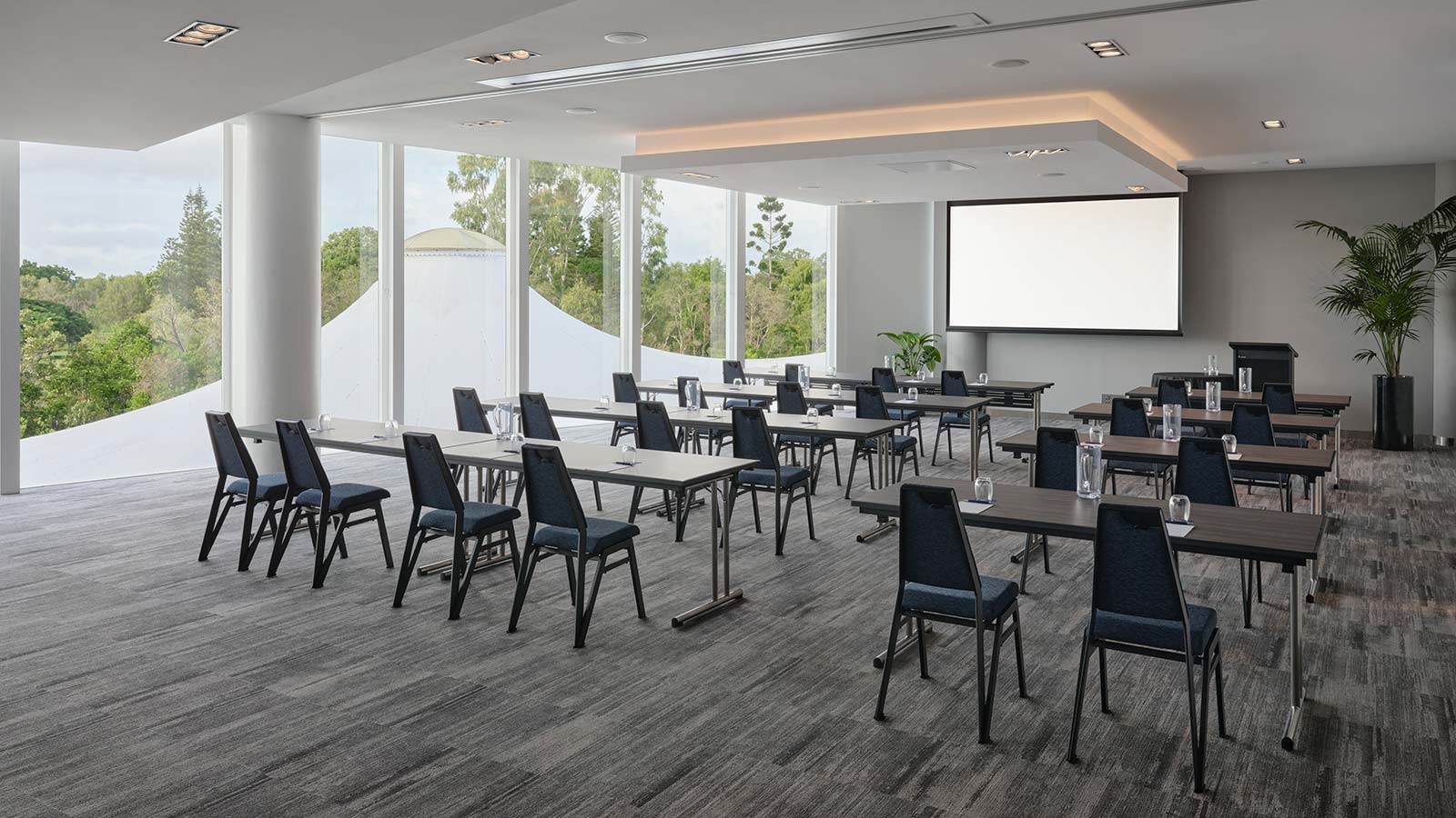 Cypress Room 1 at RACV Royal Pines Resort, set up classroom style.
