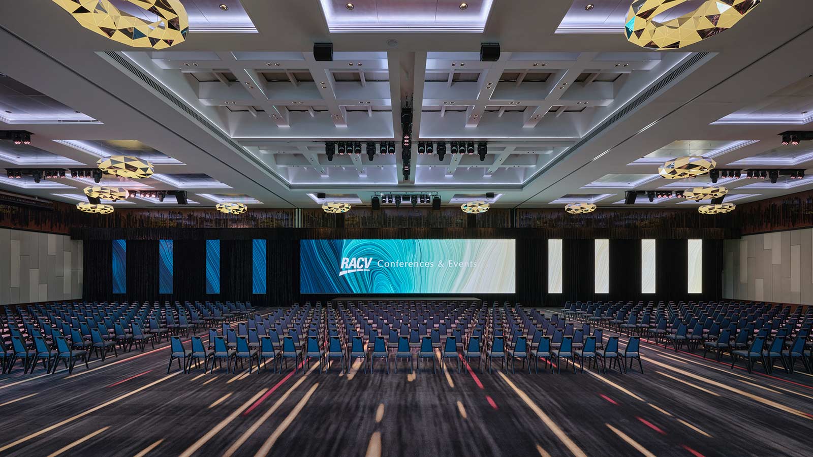 Royal Benowa Ballroom at RACV Royal Pines Resort, set up theatre style.