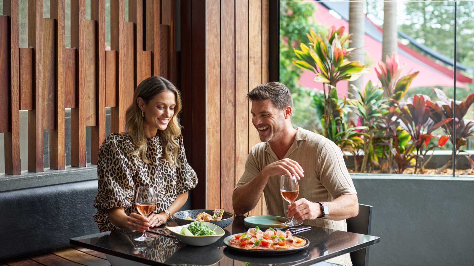 A couple dining at Amici Restaurant.