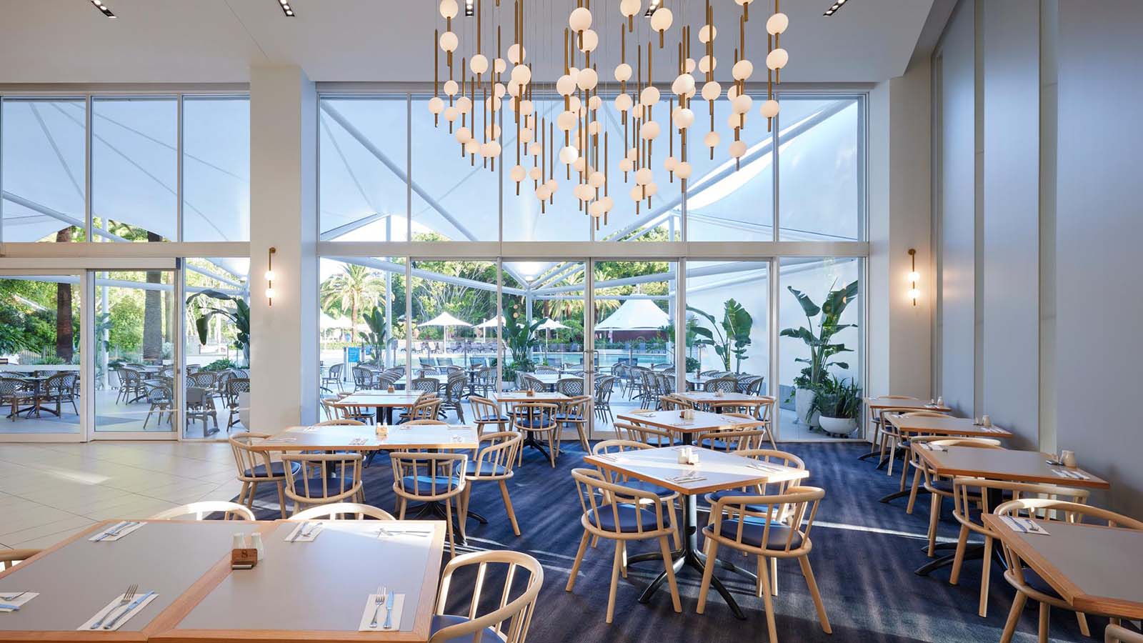 Indoor dining area at RACV Royal Pines Kalinda restaurant.