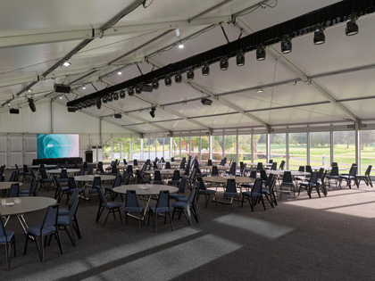 The interior of the Fairway Pavillion outdoor space at Royal Pines
