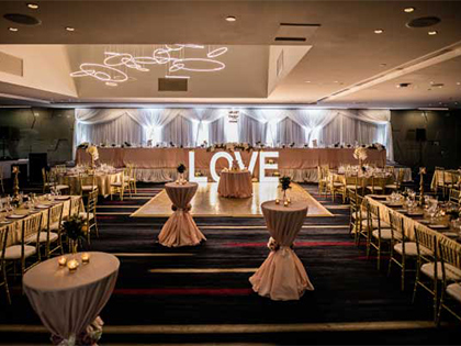 Wedding reception set-up in the Royal Poinciana room.