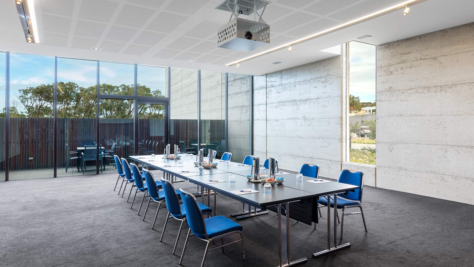 Bells 1 room at RACV Torquay Resort, set up boardroom style.
