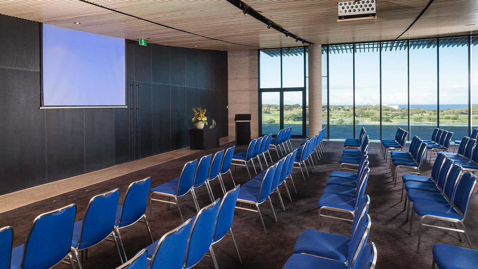 Great Ocean Road Ballroom at RACV Torquay Resort, set up theatre style.