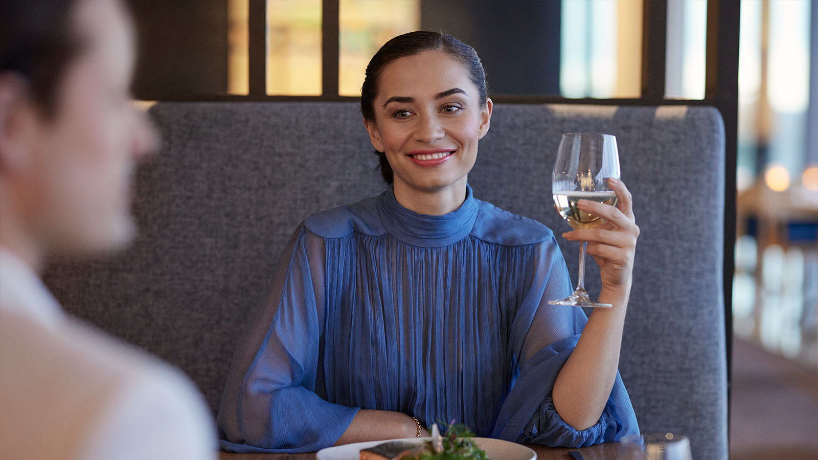 Couple dining at RACV Torquay Number One Restaurant.