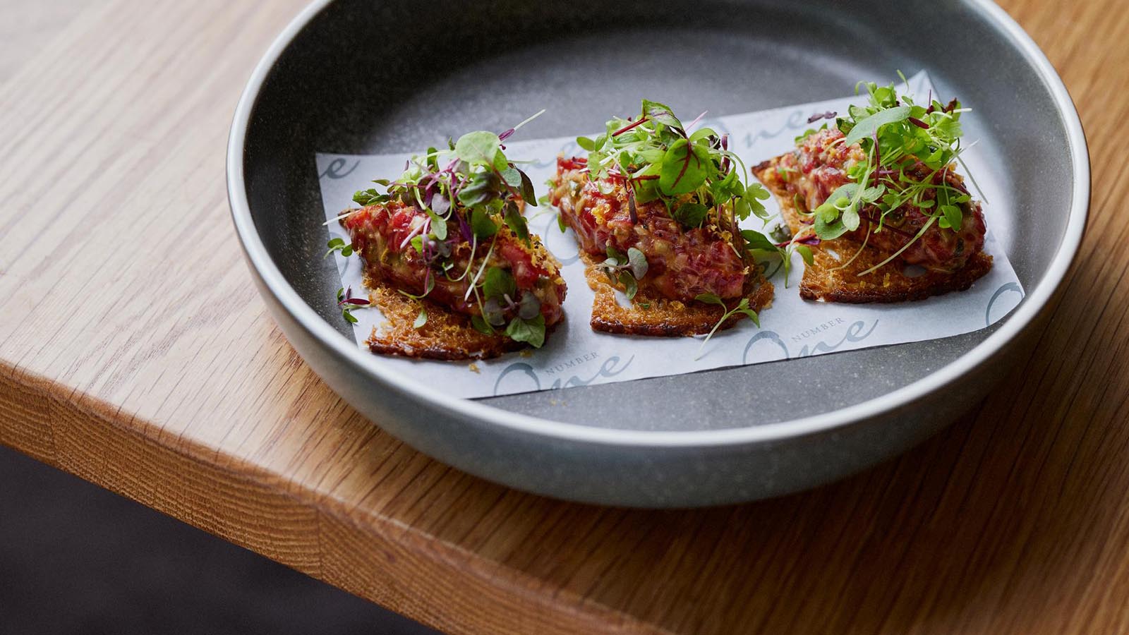 Steak tartare dish at RACV Torquay Number One Restaurant.