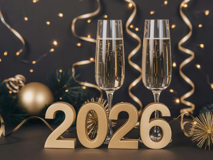 Champagne and tables set ready for holiday season.
