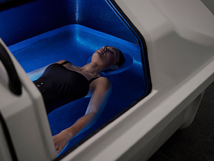 Woman in floatation tank at RACV Torquay One Spa.