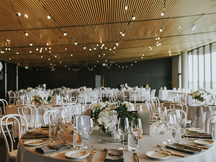 Torquay Great Ocean Road Ballroom set-up for a wedding reception.