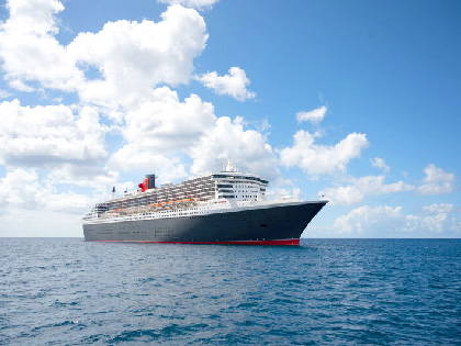 Cunard cruise ship on open ocean
