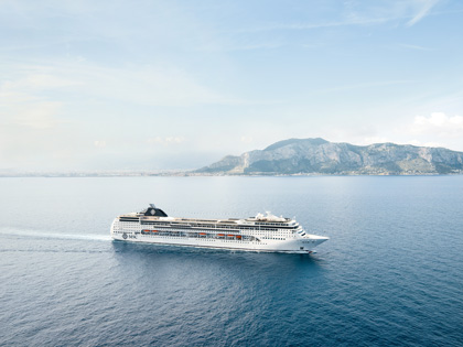 MSC cruise travelling across the ocean