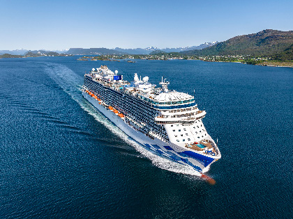 Princess cruise shop with a hilly background