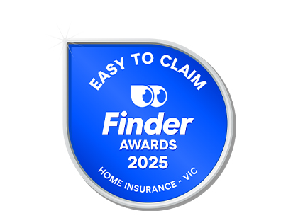 Finder 2025 award for easy to claim home insurance, Victoria.