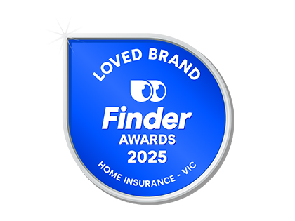 Finder 2025 award for loved brand home insurance, Victoria.