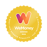 WeMoney 2025 award for best for member benefits car insurance.
