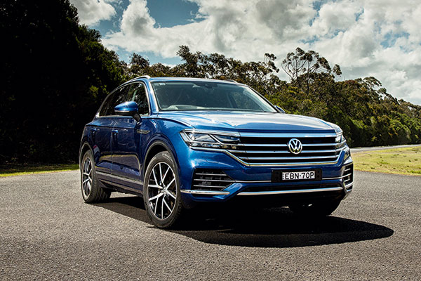  Blue Volkswagen Touareg Launch Edition SUV parked on test track