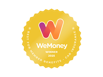 WeMoney 2025 award for best for member benefits car insurance.