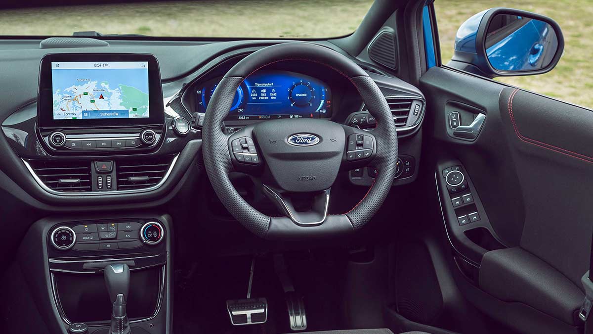 Front interior of Ford Puma with full dashboard