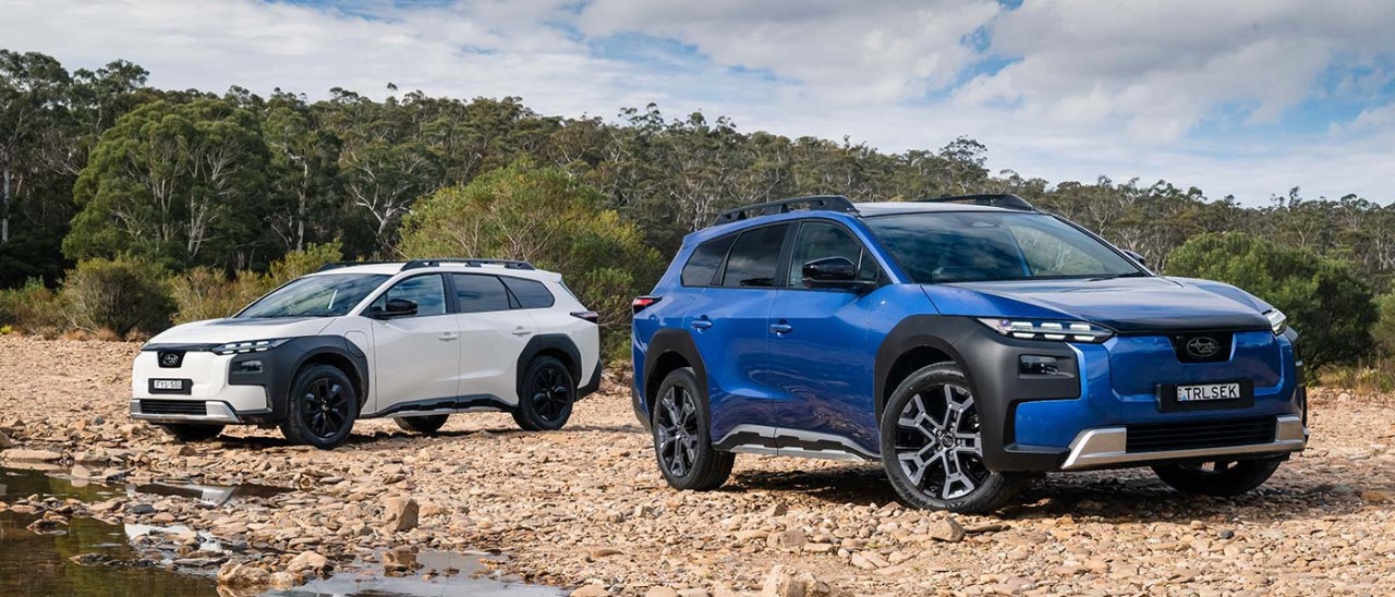 Two Subaru Trailseeker cars from 2026 electric vehicle range.