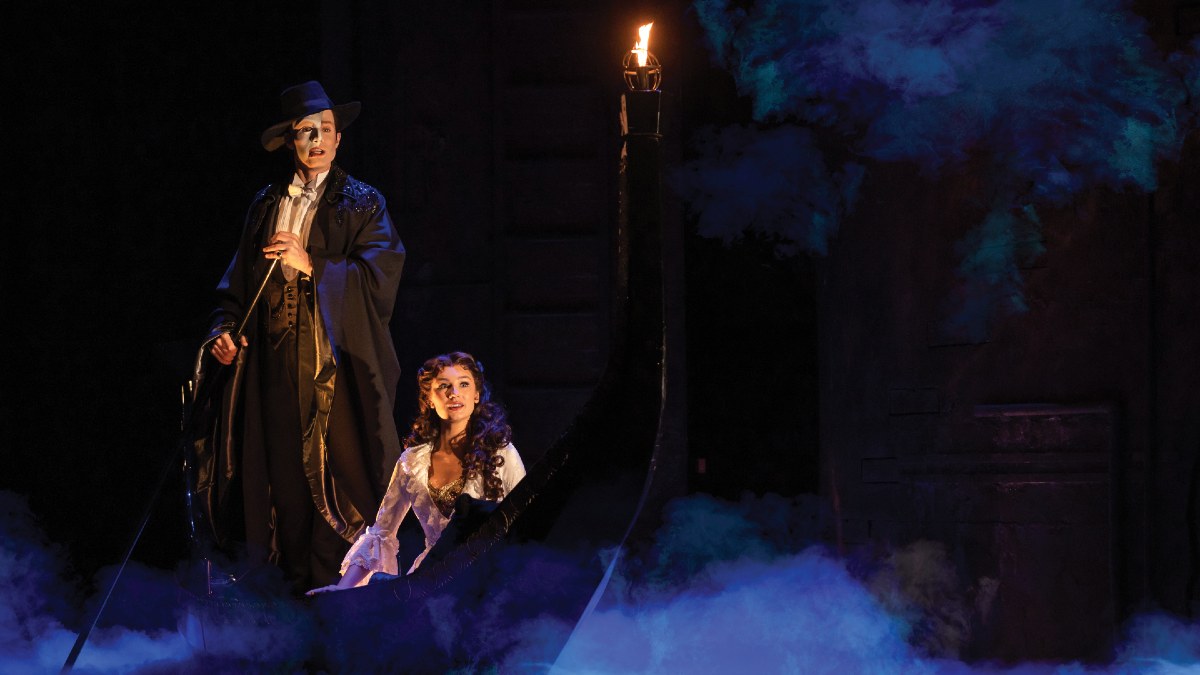 The Phantom and Christine on a barge