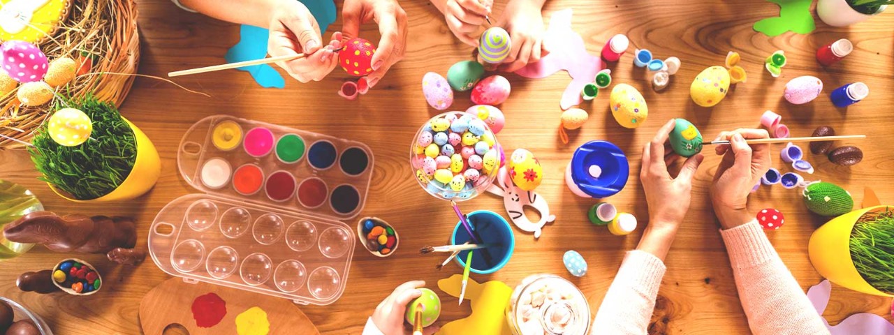 1127982142 Family doing Easter crafts