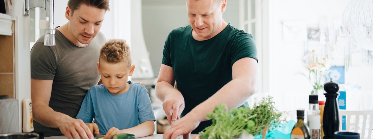 1283779156 A family making food in the kitchen