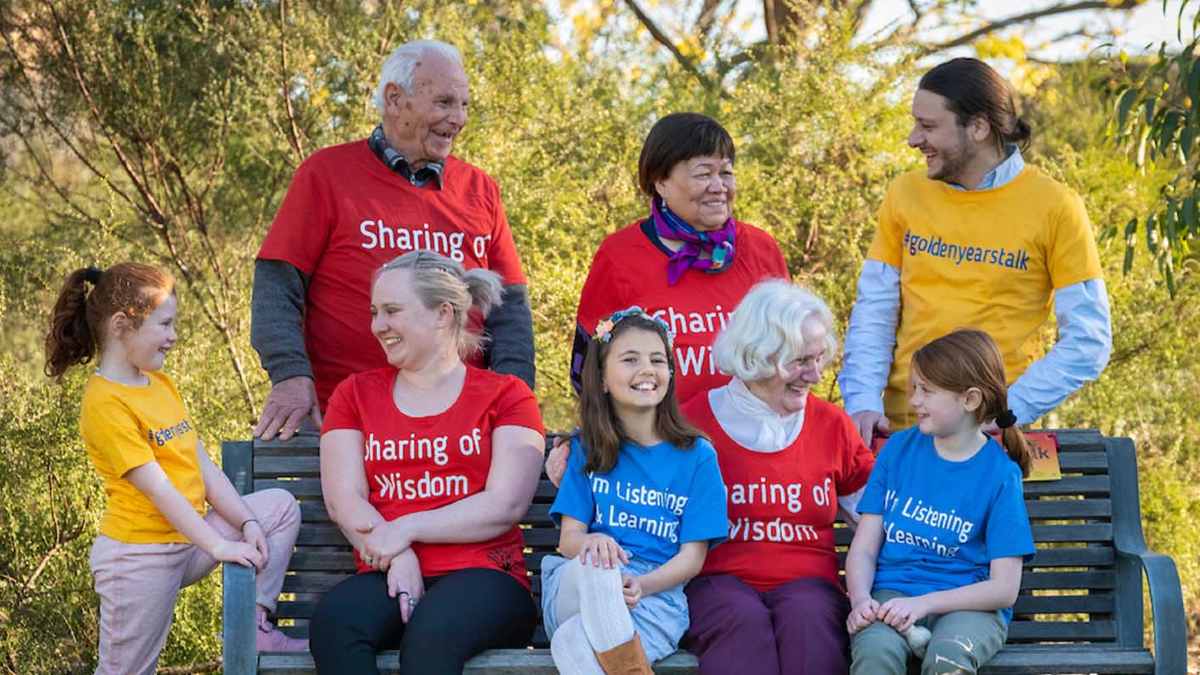 Not for profit group sitting on bench