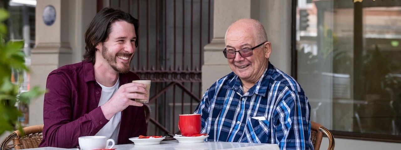 Clynton and Haydn having coffee