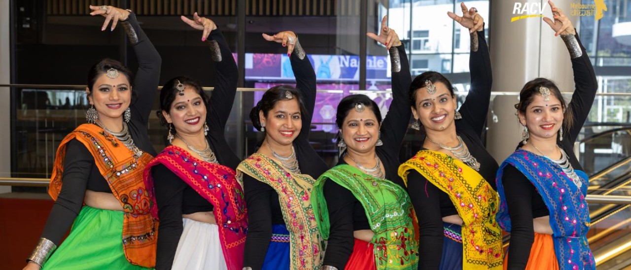 group of Indian women posing after a dance