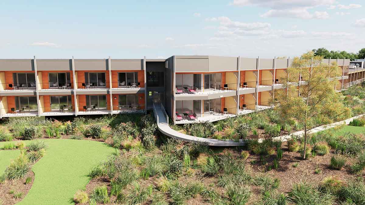 Render depicting bird's-eye view of new resort expansion