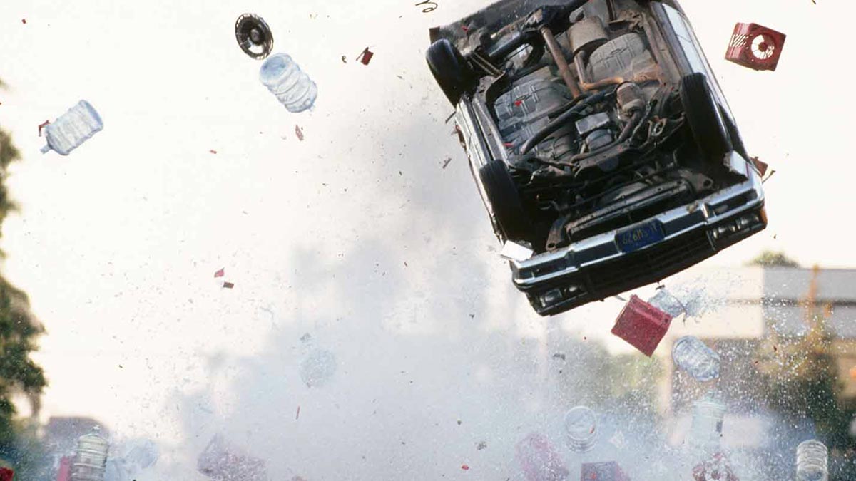 Car flipping through the air