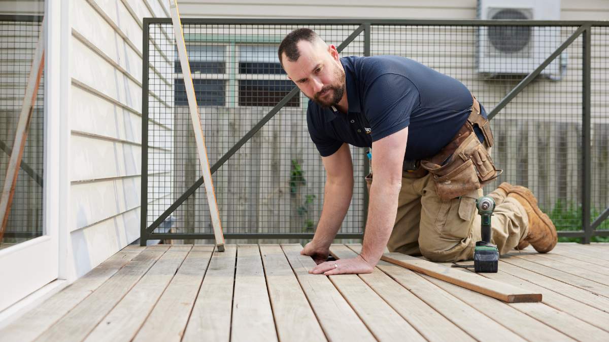 RACV tradie carpenter installing deck