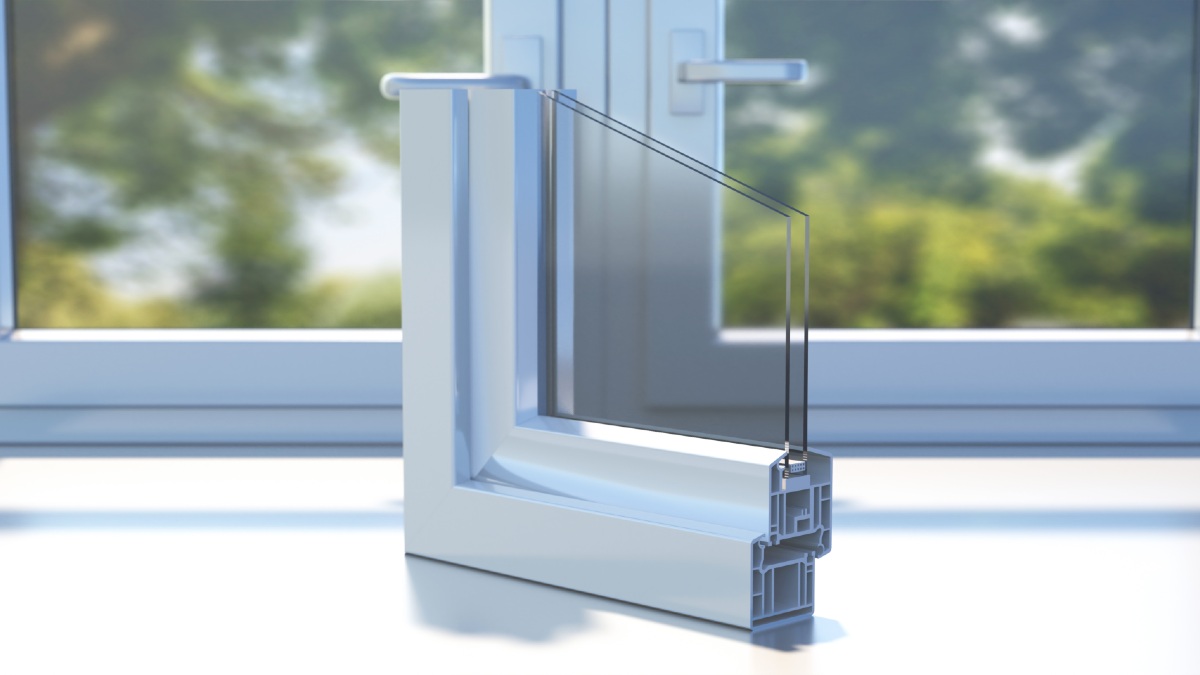 sectioned view of a double-glazed window