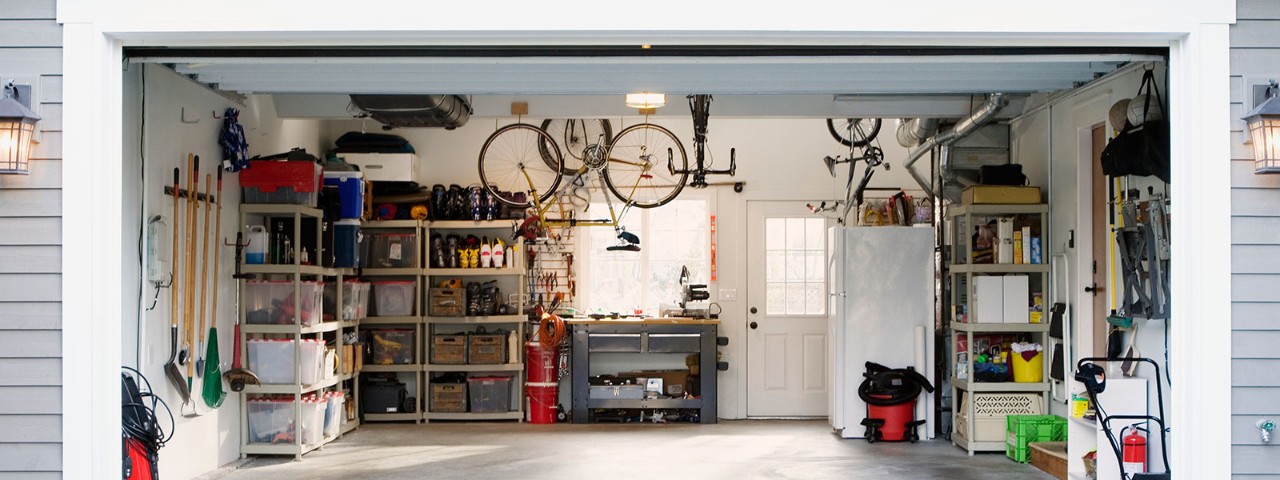 garage with door open