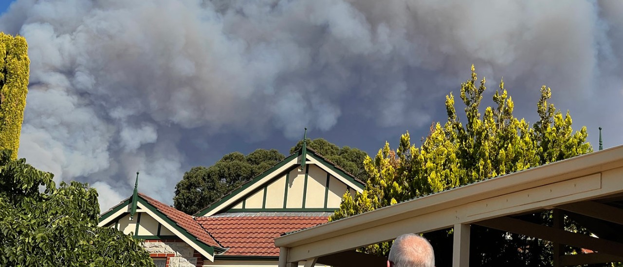 Fire cloud above house in Australia