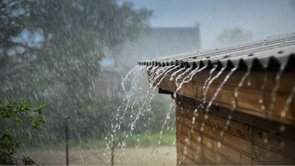 gutters overflowing with storm water