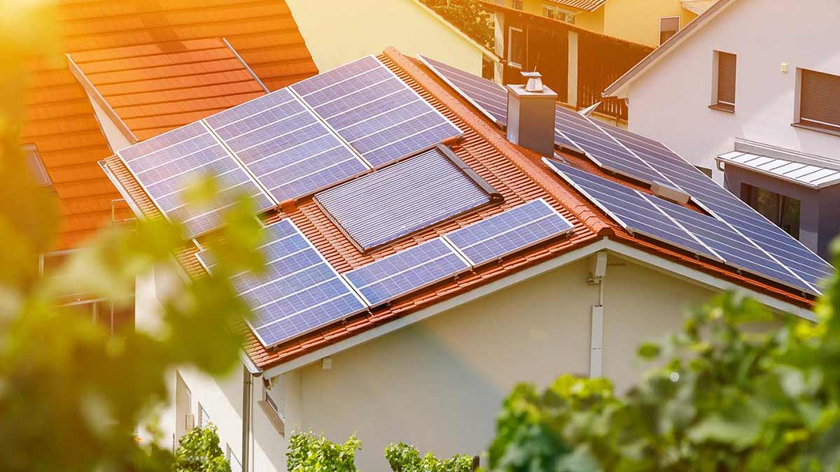 A house with solar panels on the roof