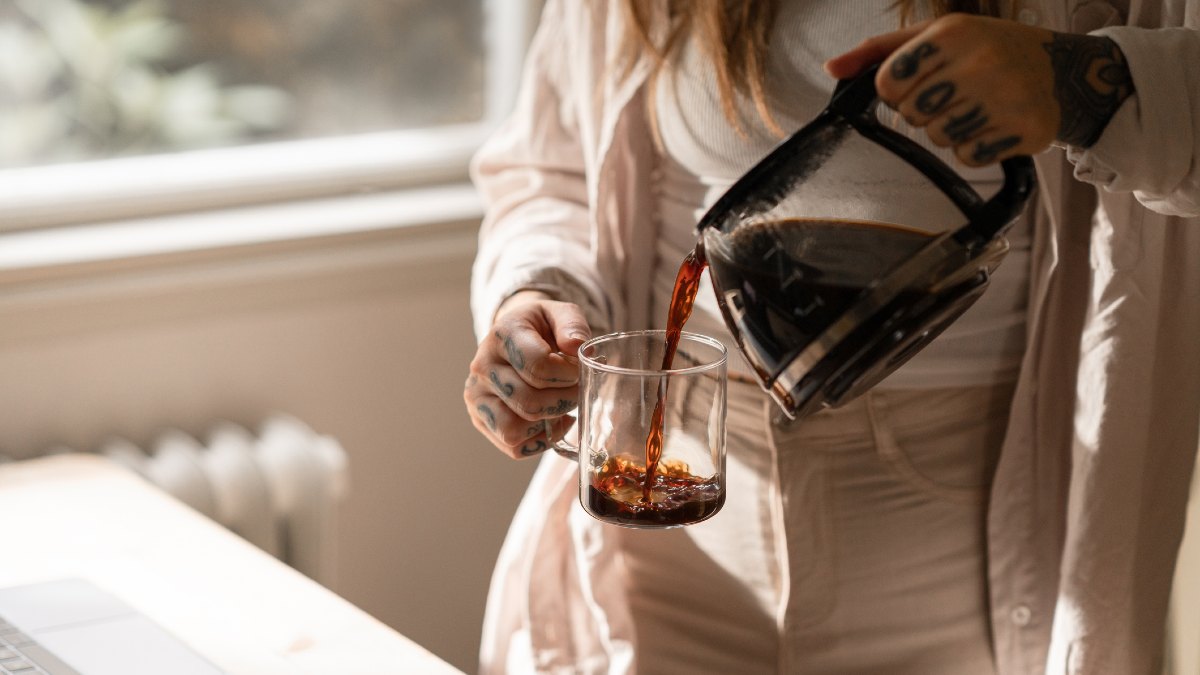 grey metal moka pot filled with fresh coffee
