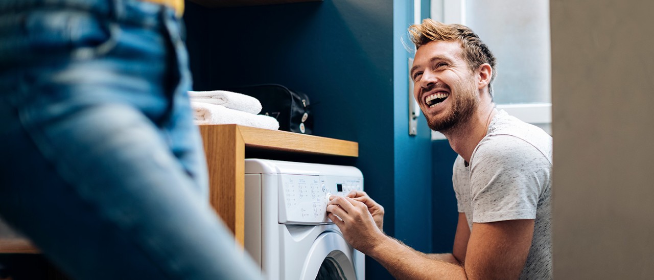 a nice laundry complete with a dryer