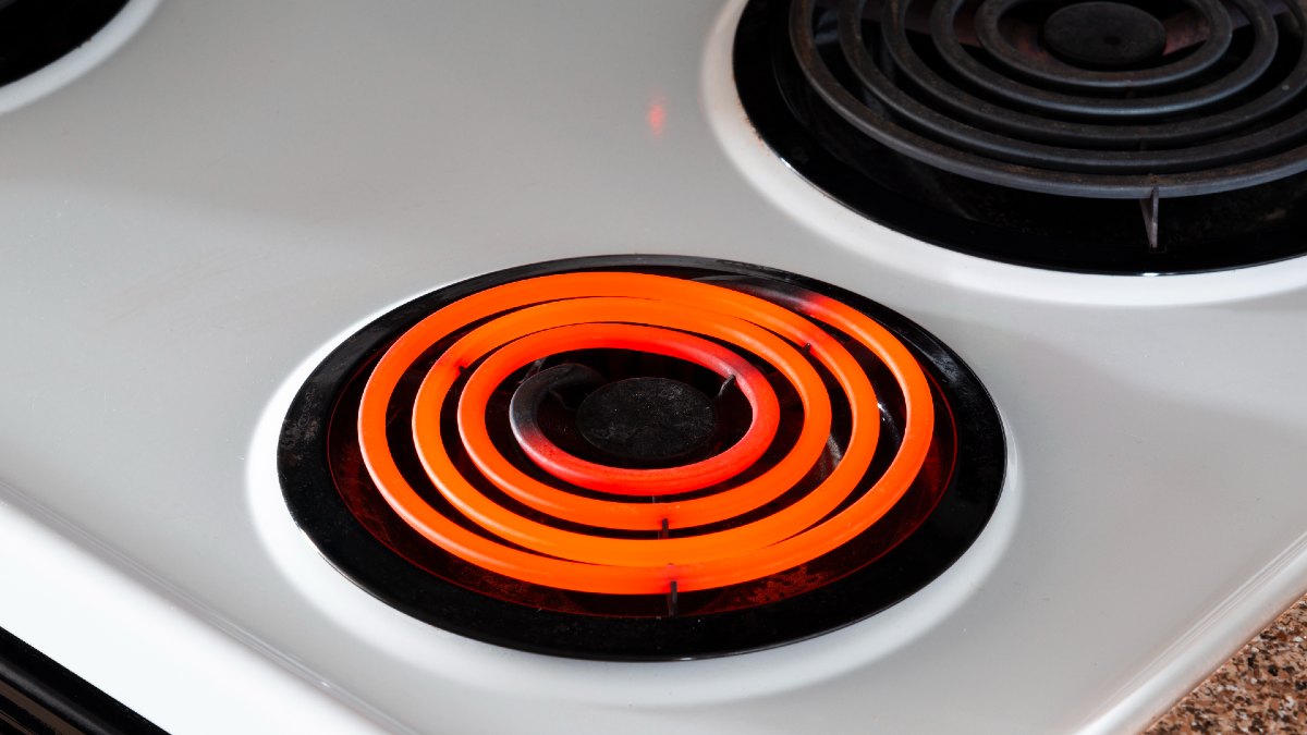 a hot electric coil stovetop