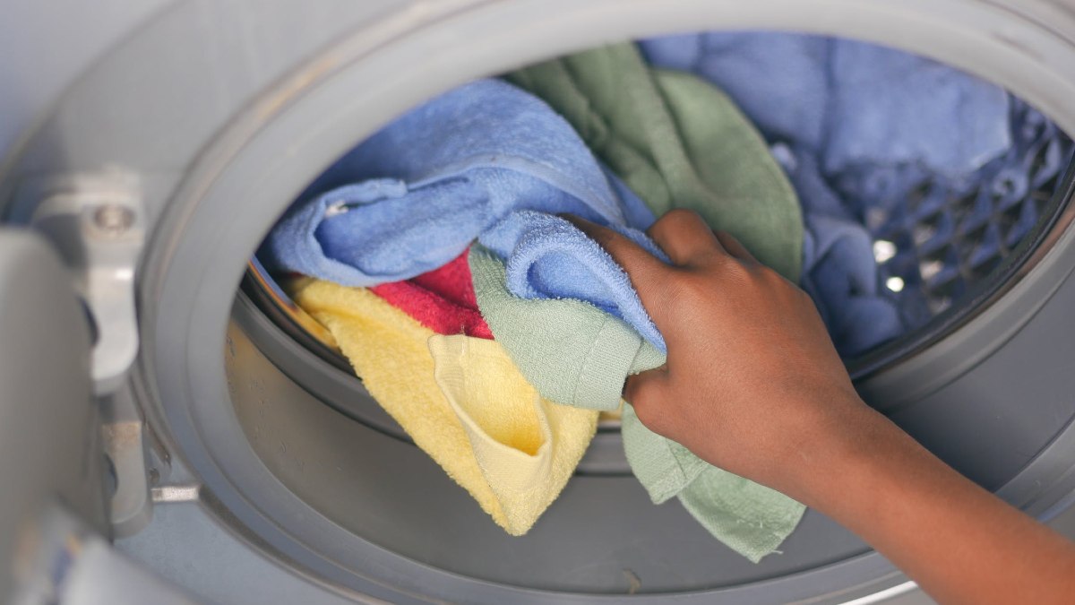 loading a clothes dryer