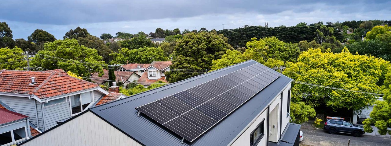 Solar panels with cloudy weather