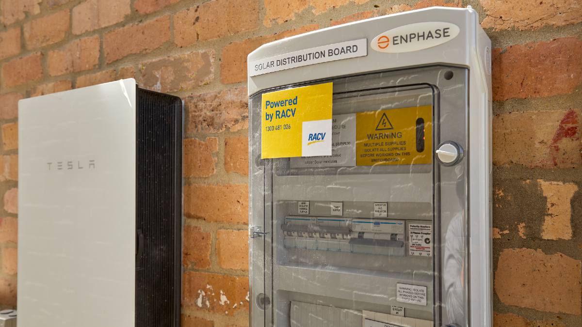 Enphase and Tesla Powerwall solar battery on external wall