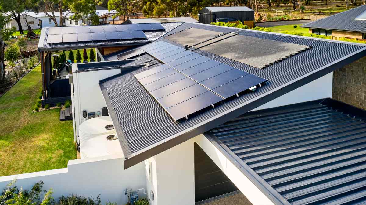 solar panels on a modern Australian house