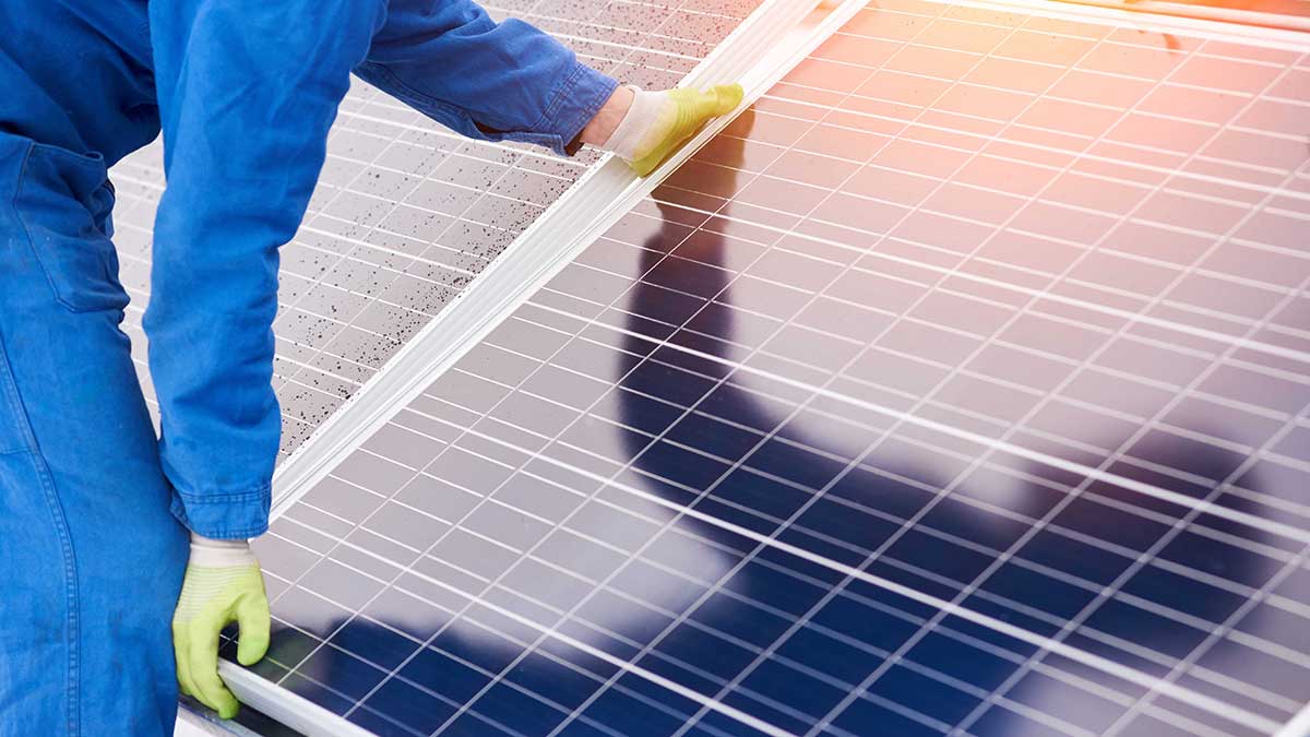 solar panels being installed